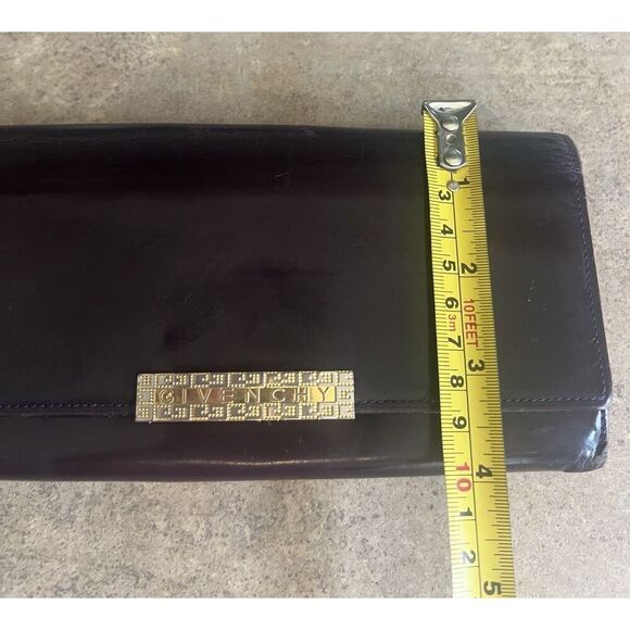 GIVENCHY Vintage Luxury Designer French Wallet Black Liquid LeatherGG Logo Large - Picture 7 of 15